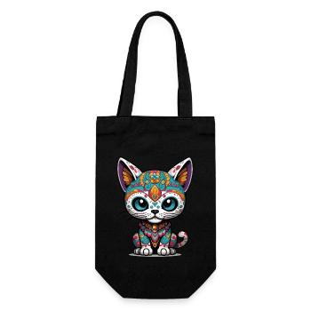 Kawaii chat emblématique Sugar Skull esthétique - Sac à bouteille - noir - Devant