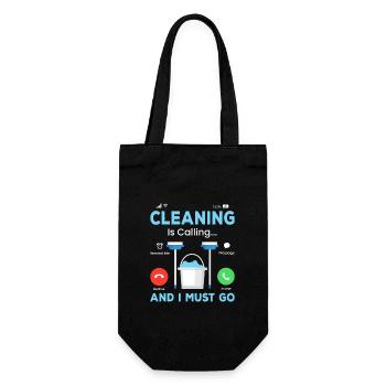 Cleaning Is Calling And I Must Go Housekeeping Cle - Geschenkbeutel für Flaschen - Schwarz - Vorne