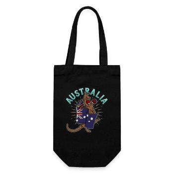 Känguru Australien Boxing Flagge Herkunft Reise - Geschenkbeutel für Flaschen - Schwarz - Vorne