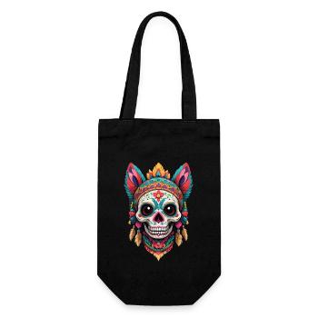 Iconic Sugar Skull Mexico Cat Aesthetic - Gift Bag for Bottles - black - Front