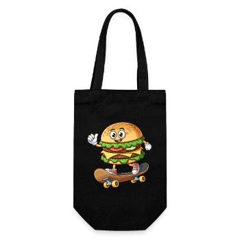 Hamburger Auf Skateboard Lustig - Geschenkbeutel für Flaschen - Schwarz - Vorne
