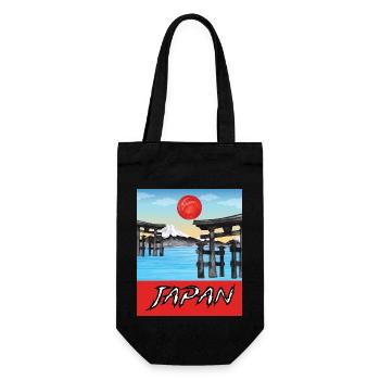 Vintage Japan Reiseplakat Schön - Geschenkbeutel für Flaschen - Schwarz - Vorne