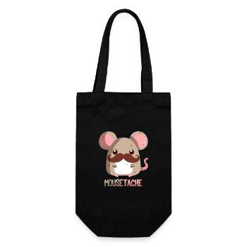 Mouse with a mustache - Gift Bag for Bottles - black - Front