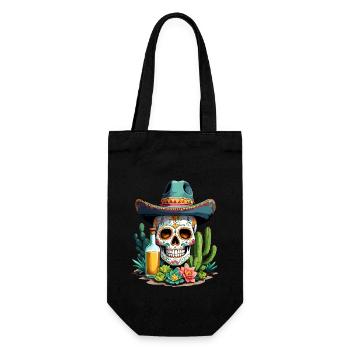 Zuckerschädel Mexiko Tequila Cinco de Mayo Feier - Geschenkbeutel für Flaschen - Schwarz - Vorne
