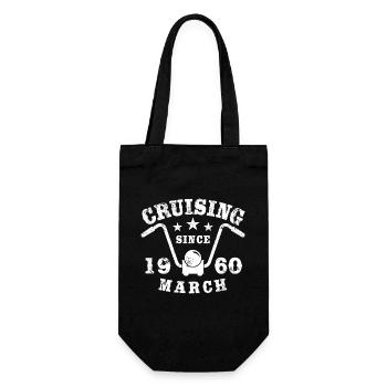 Cruising Biker Geburtstag März 1960 Motorrad - Geschenkbeutel für Flaschen - Schwarz - Vorne