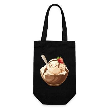 Vanilleeis Mit Schokosoße Genuss - Geschenkbeutel für Flaschen - Schwarz - Vorne
