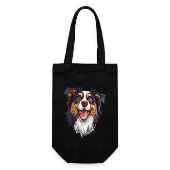 Australian Shepherd | Aussie | Cartoon Artwork - Gift Bag for Bottles - black - Front