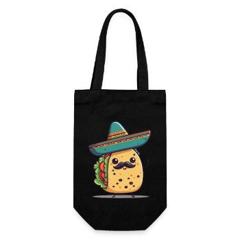 Lustiges Kawaii Taco Mexikanische Leckereien - Geschenkbeutel für Flaschen - Schwarz - Vorne