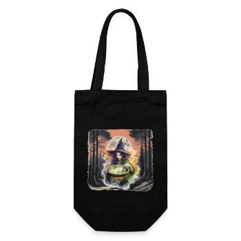 Wald Hexe Halloween Märchenfigur Kind - Geschenkbeutel für Flaschen - Schwarz - Vorne