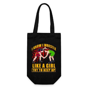 Je sais que je lutte comme une fille, j’essaie de suivre - Sac à bouteille - noir - Devant
