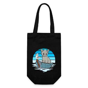 Kitten, Seagull, Seafarer, Sailor, Boat - Gift Bag for Bottles - black - Front