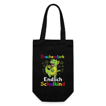 Drachenstark Endlich Schulkind - Geschenkbeutel für Flaschen - Schwarz - Vorne