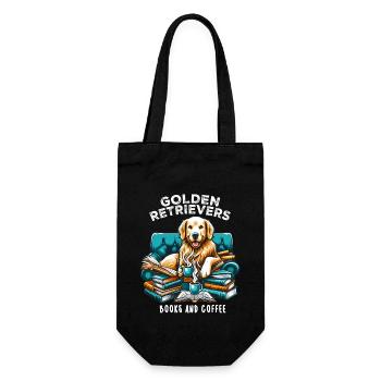 Golden Retriever Lecture Chiens Livres & Café Cadeau - Sac à bouteille - noir - Devant