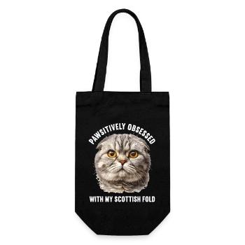 Scottish Fold Kätzchen Scottish Fold Katze - Geschenkbeutel für Flaschen - Schwarz - Vorne