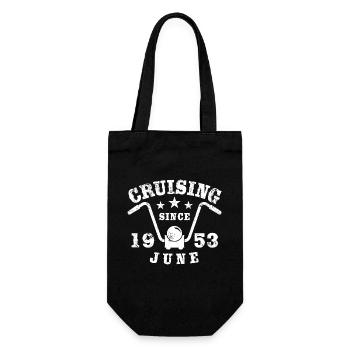 Cruising Biker Geburtstag Juni 1953 Motorrad - Geschenkbeutel für Flaschen - Schwarz - Vorne