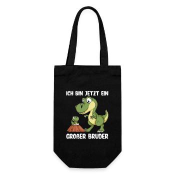 Ich bin jetzt ein großer Bruder Dino - Geschenkbeutel für Flaschen - Schwarz - Vorne
