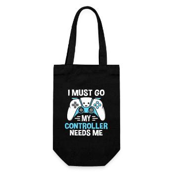I Must Go My Controller Needs Me Gamer - Geschenkbeutel für Flaschen - Schwarz - Vorne