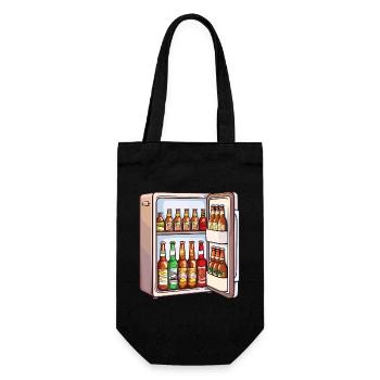 Beer Fridge Beer Bottles Men Drinking Funny - Gift Bag for Bottles - black - Front