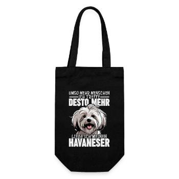 Liebe ich meinen Havaneser Hund Frauchen Hunde Mam - Geschenkbeutel für Flaschen - Schwarz - Vorne