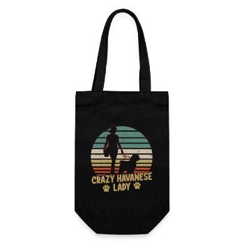 Crazy Havanese Lady Dog Owner Havaneser Mom - Geschenkbeutel für Flaschen - Schwarz - Vorne