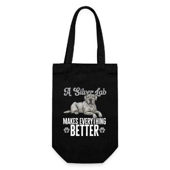 Silberner Labrador Retriever Silberner Lab - Geschenkbeutel für Flaschen - Schwarz - Vorne