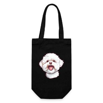Bichon Frise | Cartoon Artwork - Gift Bag for Bottles - black - Front