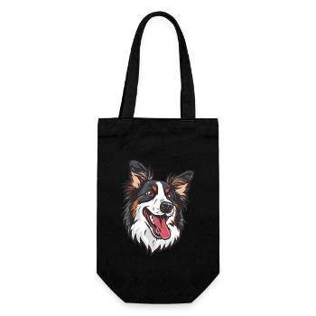 Border Collie | Illustration de dessin animé - Sac à bouteille - noir - Devant