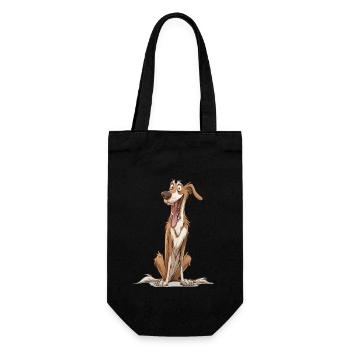Borzoi Cartoon Artwork - Gift Bag for Bottles - black - Front