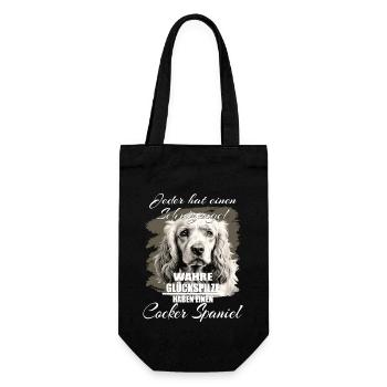 Englischer Cocker Spaniel schöner Spruch - Geschenkbeutel für Flaschen - Schwarz - Vorne