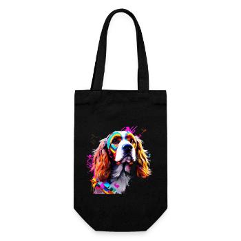 Englischer Cocker Spaniel künstlerisch gestaltet - Geschenkbeutel für Flaschen - Schwarz - Vorne