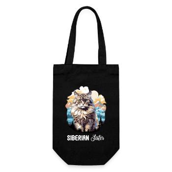 Siberian Cat Sibirische Katze - Gift Bag for Bottles - black - Front