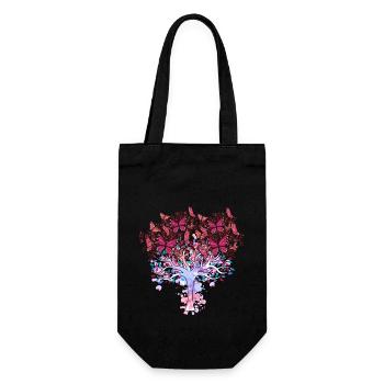 arbre, printemps, insectes, papillons, nature - Sac à bouteille - noir - Devant