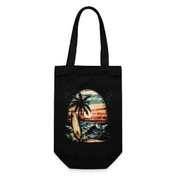 Surfer Geschenk Vintage Surfen - Geschenkbeutel für Flaschen - Schwarz - Vorne