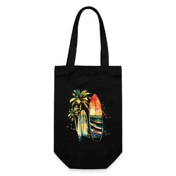 Surfer Geschenk Vintage Surfen - Geschenkbeutel für Flaschen - Schwarz - Vorne
