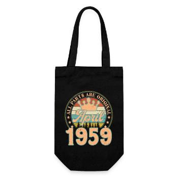 April 1959. April 1959 Geburtstagsgeschenk April - Geschenkbeutel für Flaschen - Schwarz - Vorne