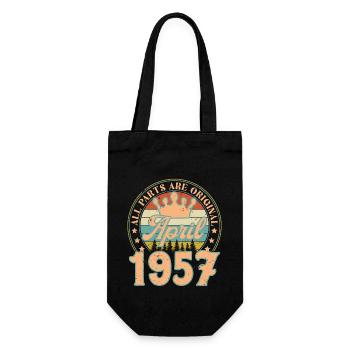 April 1957. April 1957 Geburtstagsgeschenk April - Geschenkbeutel für Flaschen - Schwarz - Vorne