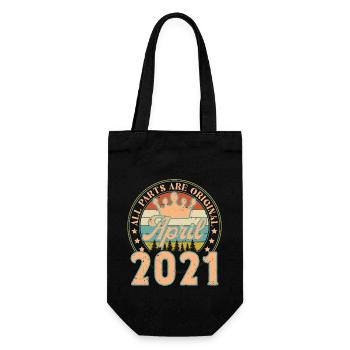 April 2021. Geburtstagsgeschenk April 2021 April - Geschenkbeutel für Flaschen - Schwarz - Vorne