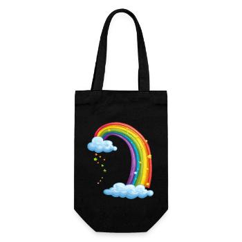 Arc-en-ciel coloré avec dessin de nuages - Sac à bouteille - noir - Devant