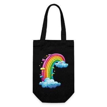 Arc-en-ciel coloré avec dessin de nuages - Sac à bouteille - noir - Devant