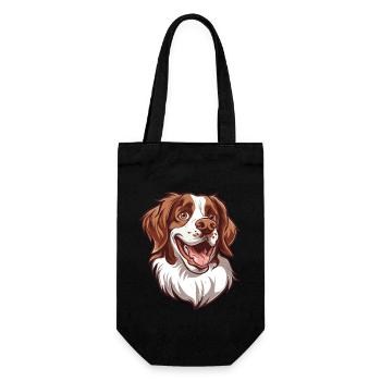 Epagneul Breton | Brittany Spaniel | Cartoon - Geschenkbeutel für Flaschen - Schwarz - Vorne