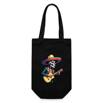 Mexican Mariachi Skeleton Guitarist Fiesta - Gift Bag for Bottles - black - Front