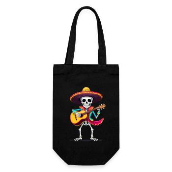 Mexican Mariachi Skeleton Guitarist Fiesta - Gift Bag for Bottles - black - Front