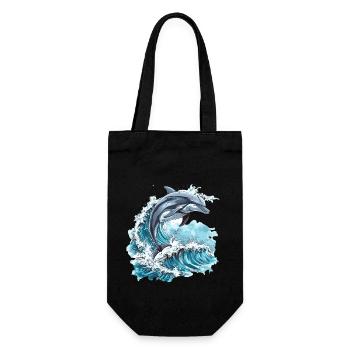 Dolphin Surrounded by Ocean Waves - Gift Bag for Bottles - black - Front