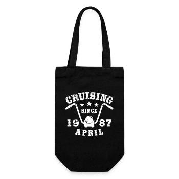 Cruising Biker Geburtstag April 1987 Motorrad - Geschenkbeutel für Flaschen - Schwarz - Vorne