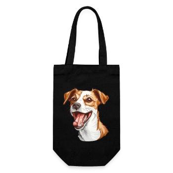 Jack Russel Terrier | Cartoon Artwork - Geschenkbeutel für Flaschen - Schwarz - Vorne
