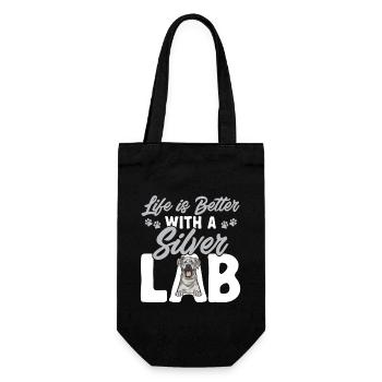 Silberner Labrador Retriever Silberner Lab - Geschenkbeutel für Flaschen - Schwarz - Vorne