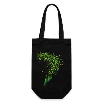 Green Leaf Swirl and Hand Motif - Gift Bag for Bottles - black - Front