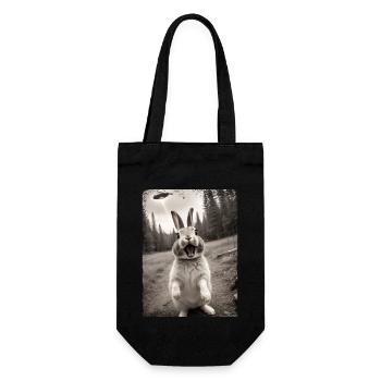 Funny Bunny Selfie Alien Spaceship - Gift Bag for Bottles - black - Front