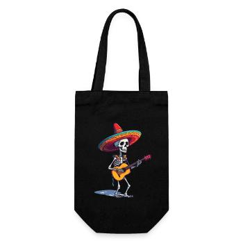 Mexican mariachi skeleton guitarist - Gift Bag for Bottles - black - Front