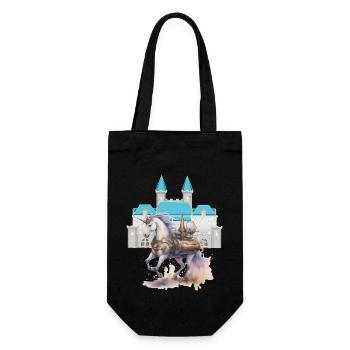 Château Licornes Chevaux Cheval Conte de fées Créature mythique - Sac à bouteille - noir - Devant